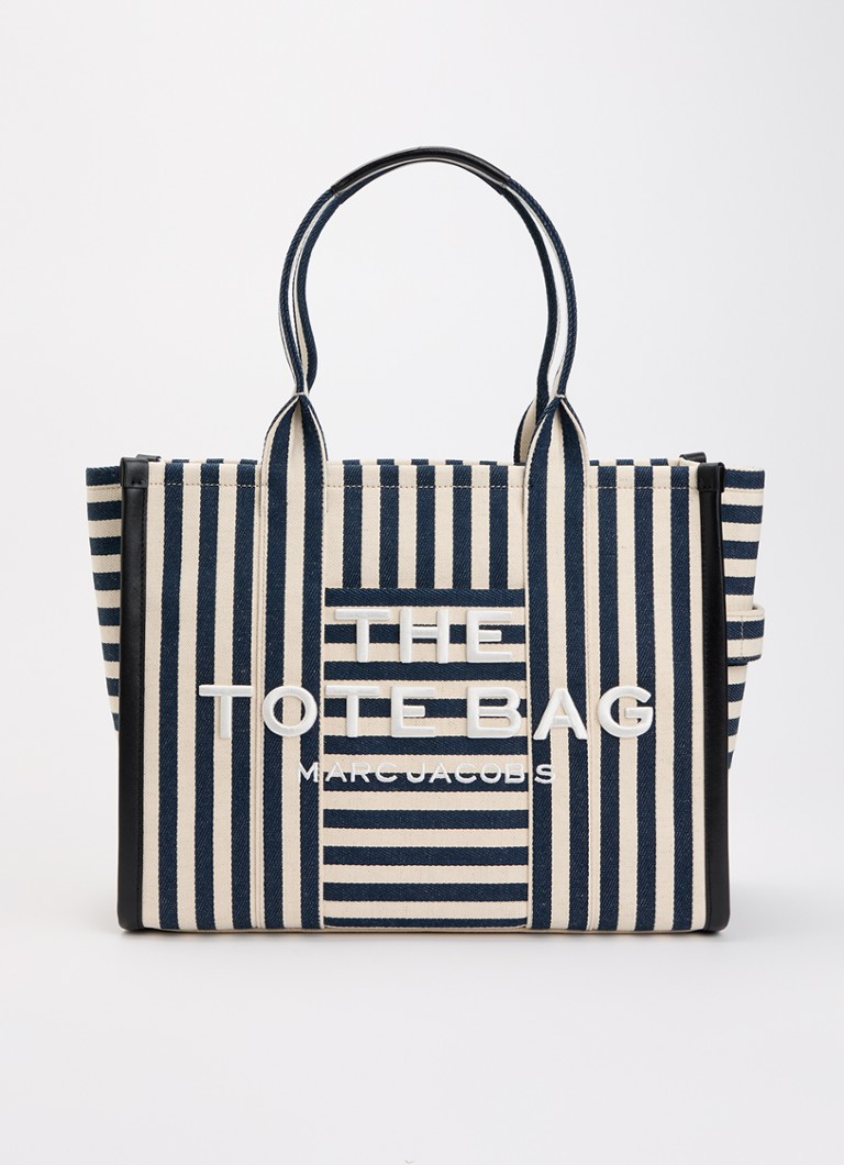 Marc Jacobs Dames The Large Tote shopper van canvas met streepprint in de kleur Donkerblauw, maat: 1SZ