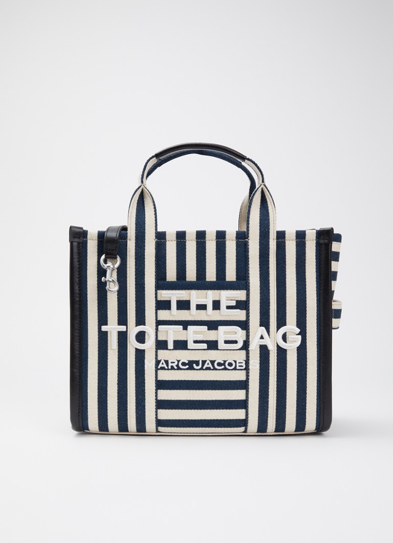 Marc Jacobs Dames The Medium Tote schoudertas van canvas met leren details in de kleur Donkerblauw, maat: 1SZ