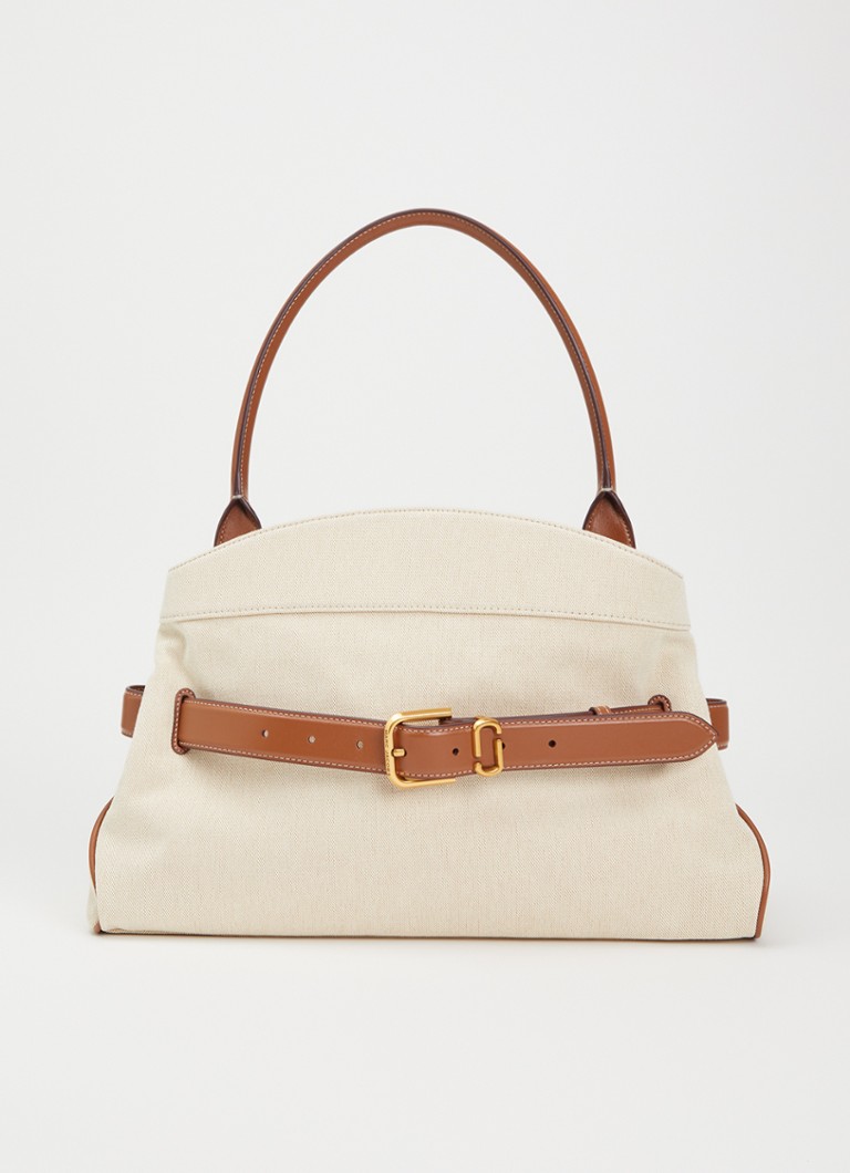 Marc Jacobs Dames The Dakota Satchel schoudertas van canvas met kalfsleren details in de kleur Beige, maat: 1SZ