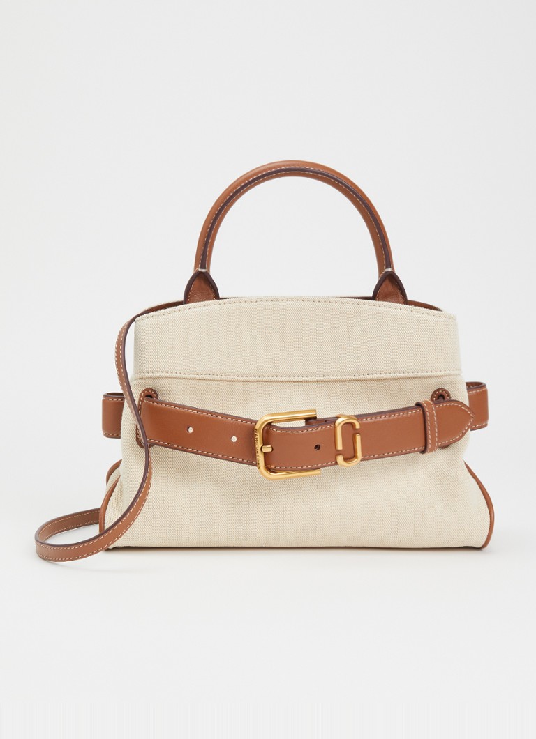 Marc Jacobs Dames The Small Dakota Satchel handtas van canvas met leren details in de kleur Beige, maat: 1SZ
