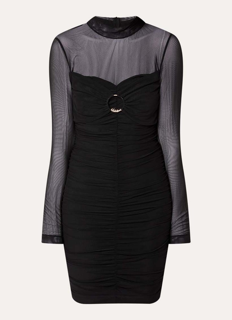NIKKIE Dames Ovilla semi-transparante mini jurk met gedrapeerd detail in de kleur Zwart