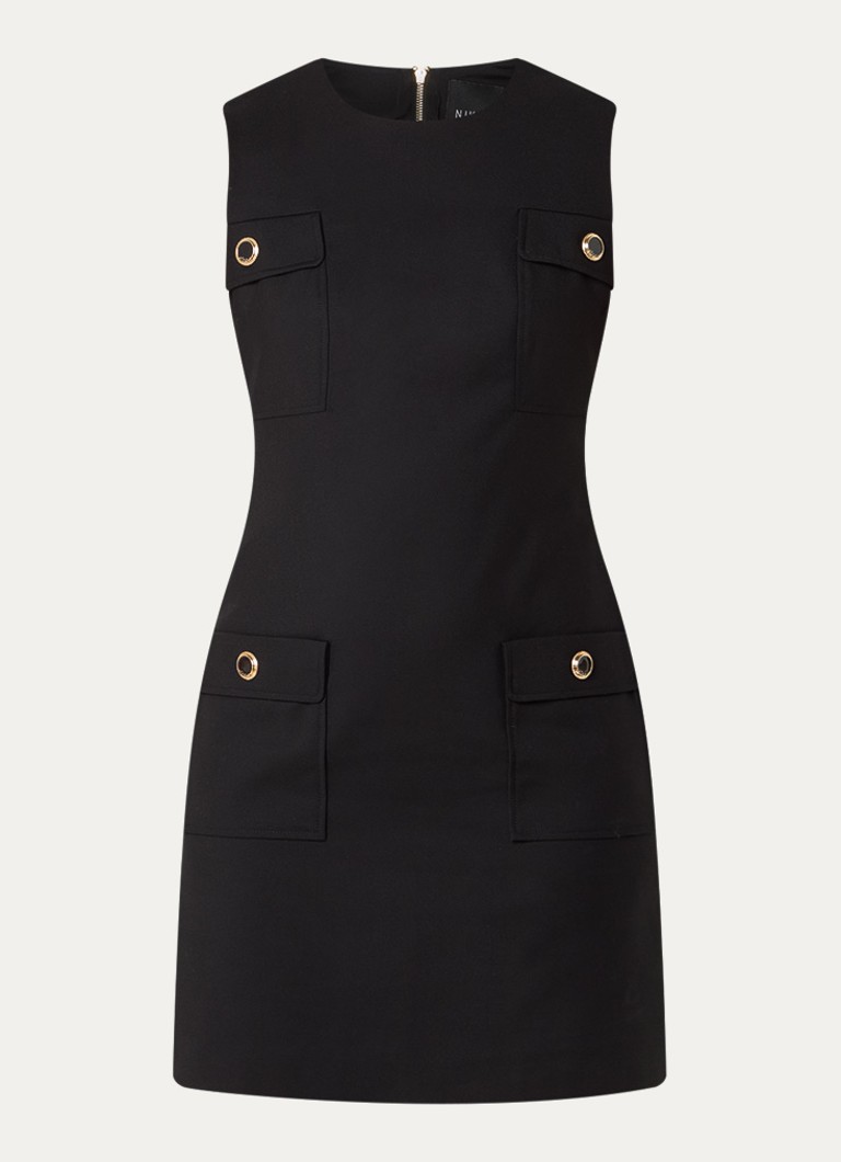 NIKKIE Dames Odensa mini jurk met klepzakken in de kleur Zwart