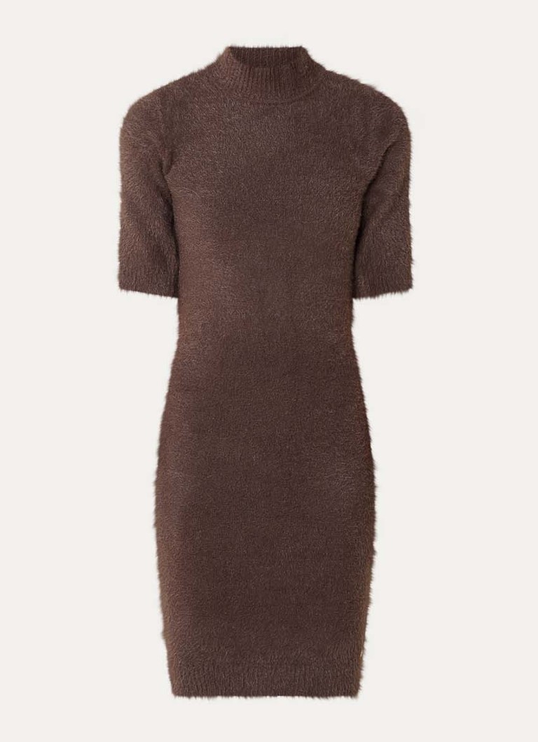 NIKKIE Dames Otaru mini trui-jurk met col in de kleur Bruin