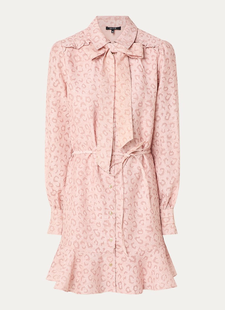 NIKKIE Dames Pragues mini jurk met panterprint in de kleur Oudroze