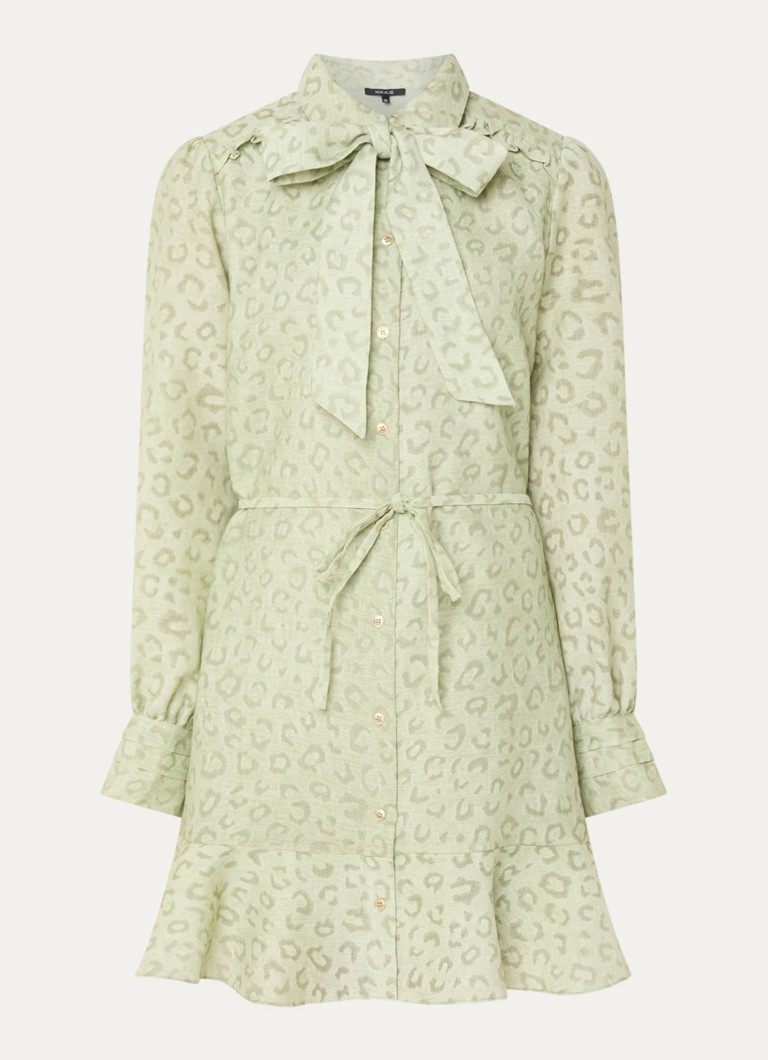 NIKKIE Dames Pragues mini jurk met panterprint in de kleur Lichtgroen