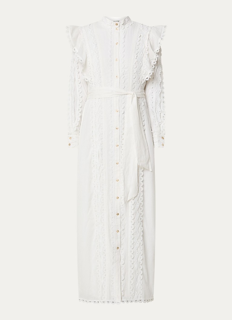 NIKKIE Dames Patna maxi jurk met broderie in de kleur Gebroken wit