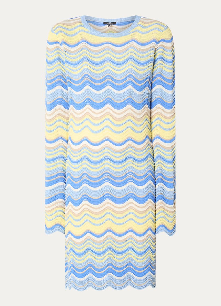 NIKKIE Dames Quero grofgebreide mini jurk met ingebreid patroon in de kleur Blauw