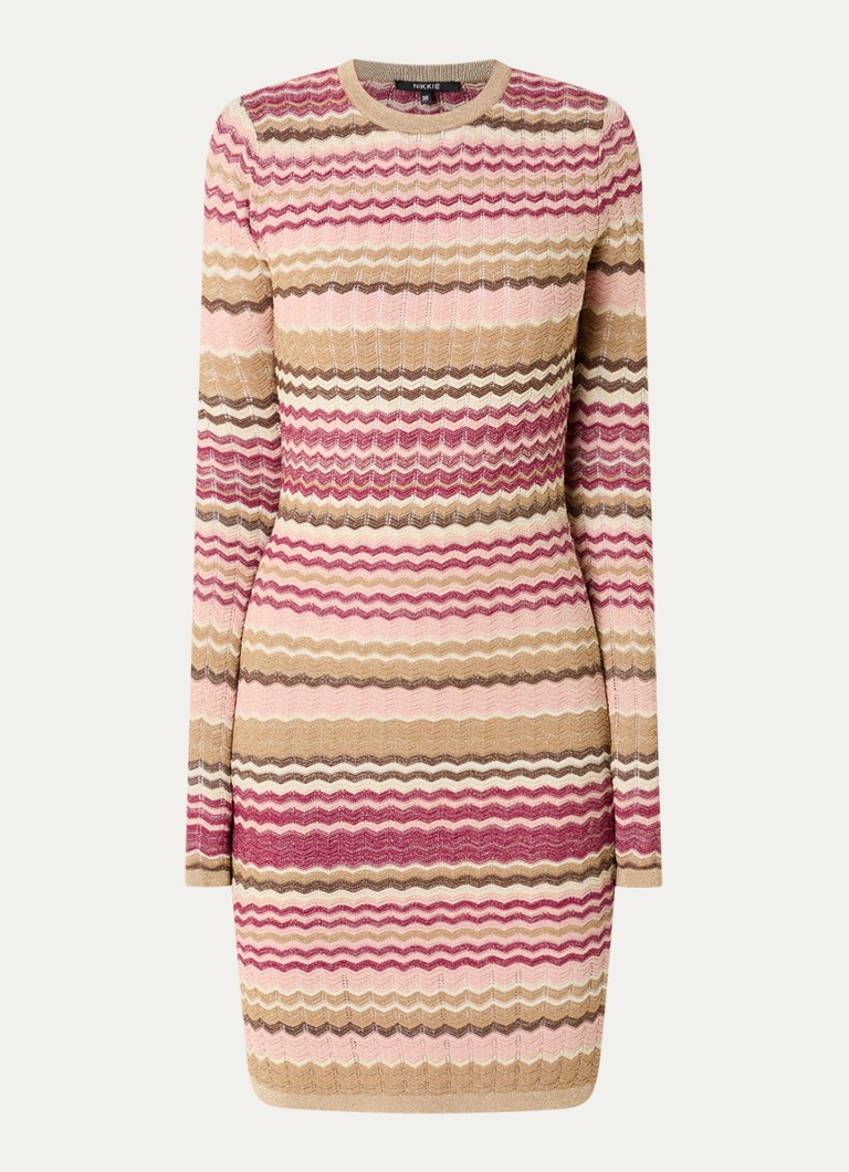 NIKKIE Dames Rio midi jurk met metallic finish in de kleur Bordeauxrood
