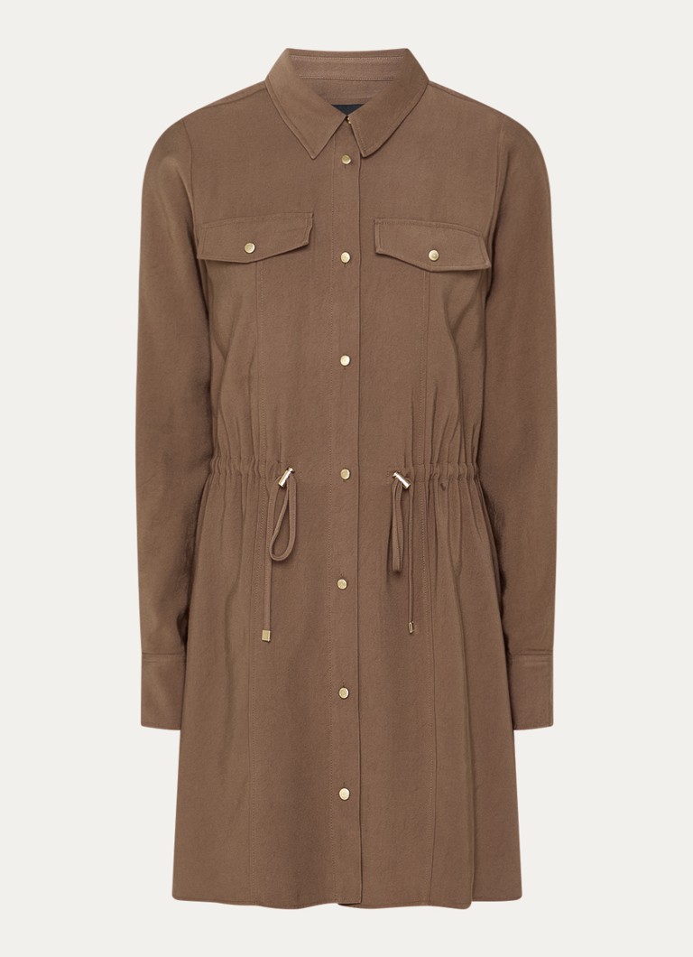 NIKKIE Dames Riva mini blousejurk met trekkoord in de kleur Cacao