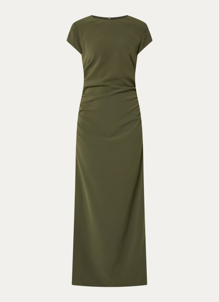 NIKKIE Dames Amine midi jurk met split in de kleur Donkergroen