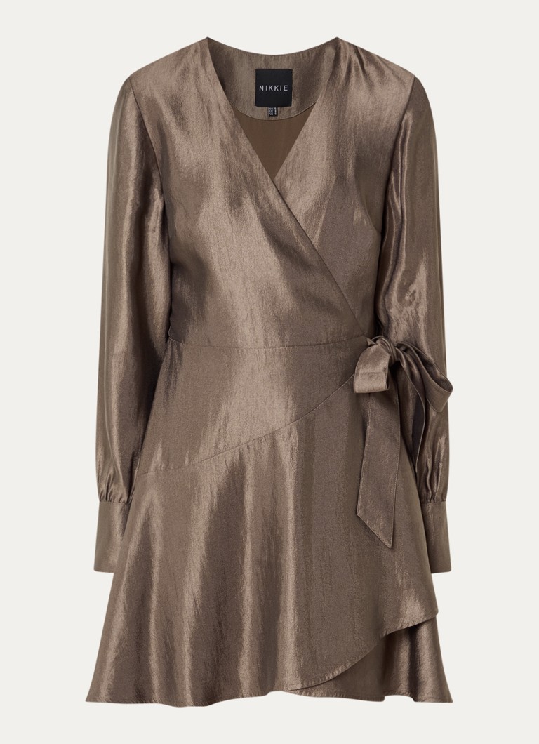 NIKKIE Dames Mini jurk met strikceintuur in de kleur Lichtbruin