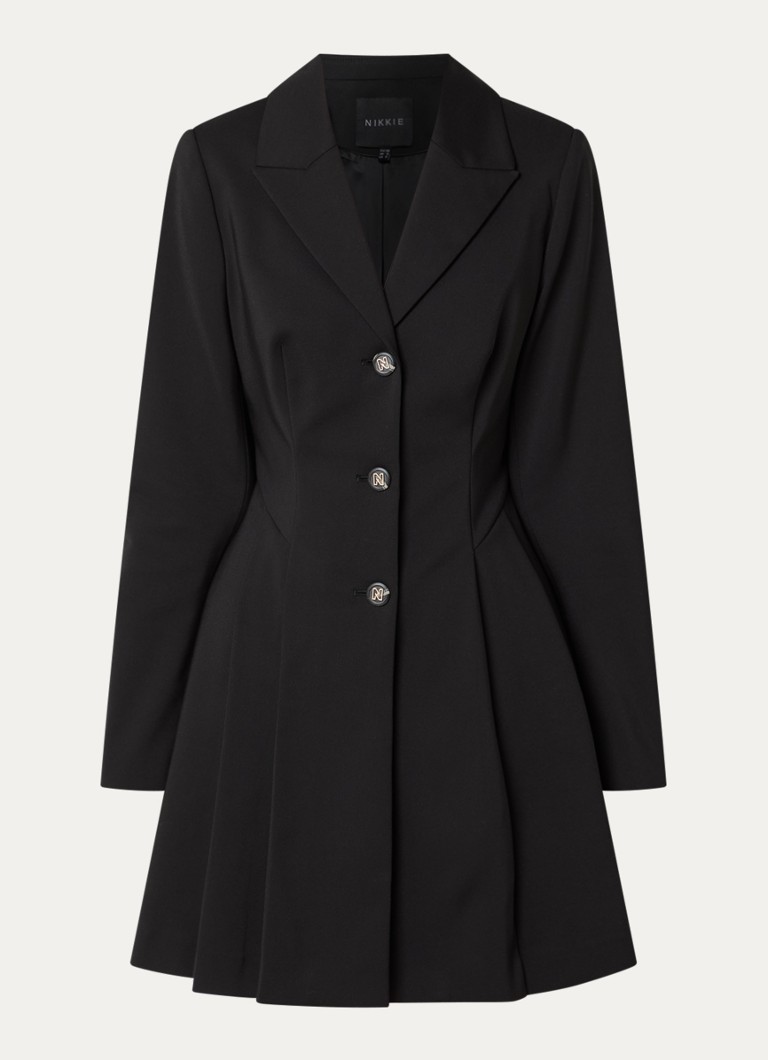 NIKKIE Dames Alka mini blazerjurk met schoudervulling en plooien in de kleur Zwart
