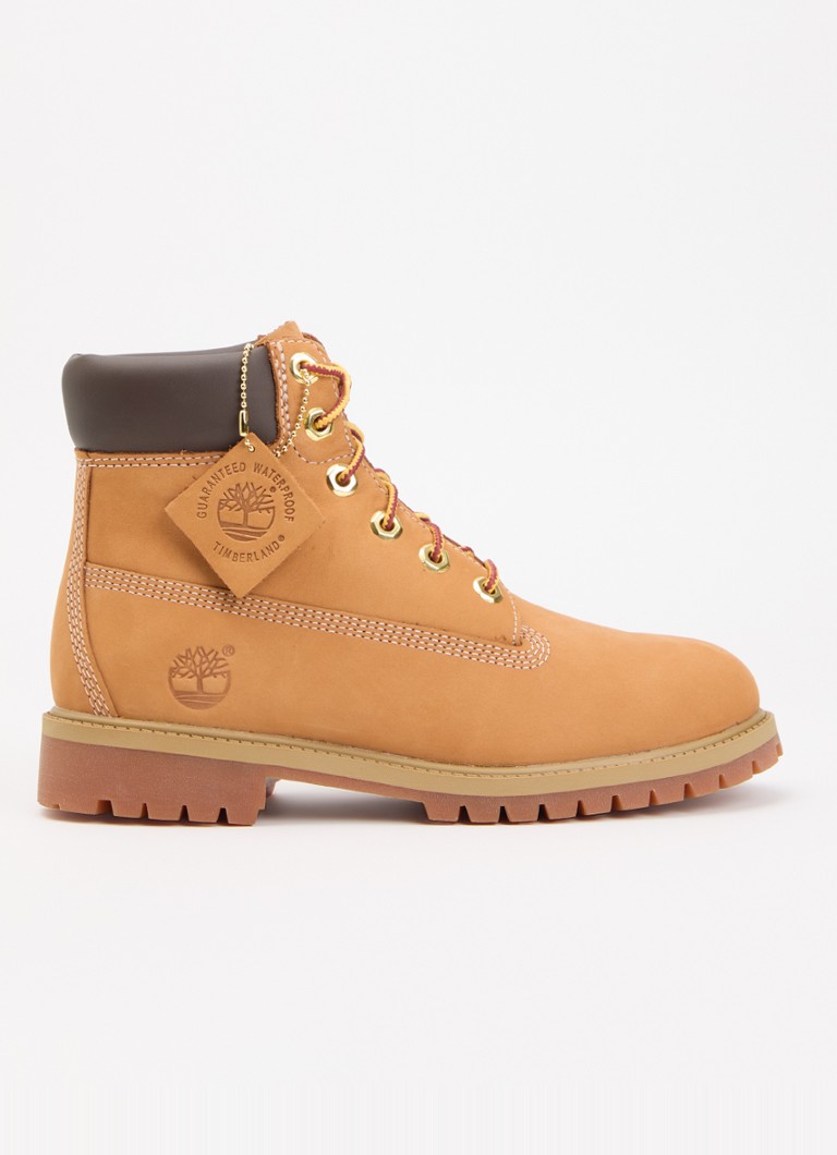 Timberland Meisjes Veterboot van leer met logo in de kleur Camel, maat: 38