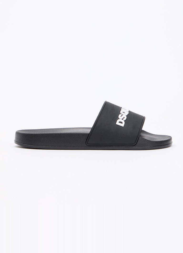 Dsquared2 Heren Slipper met logo in de kleur Zwart, maat: 44
