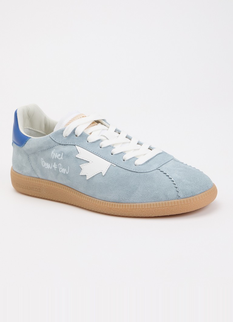Dsquared2 Heren Rebels sneaker van suède met kalfsleren details in de kleur Lichtblauw, maat: 45
