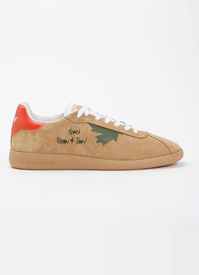 Dsquared2 Heren Rebels sneaker van suède met kalfsleren details in de kleur Camel, maat: 44