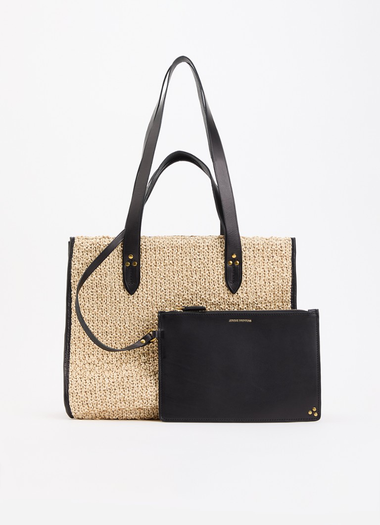 Jérôme Dreyfuss Dames Leon M shopper van raffia met uitneembaar etui in de kleur Beige, maat: 1SZ