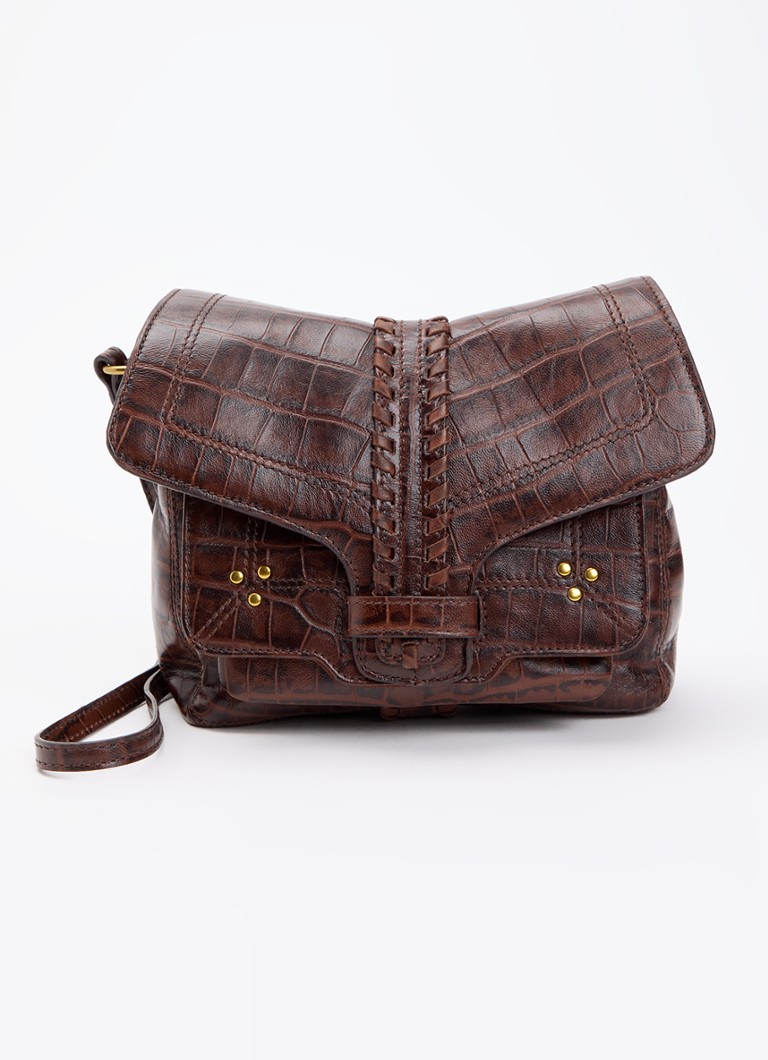 Jérôme Dreyfuss Dames Harry S crossbodytas van schapenleer met crocostructuur in de kleur Donkerbruin, maat: 1SZ