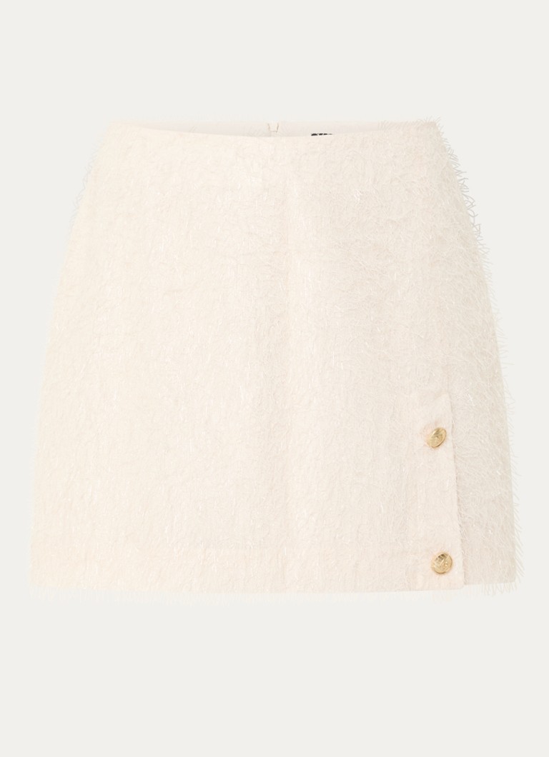 NIKKIE Dames Phana mini rok met strass en sierknopen in de kleur Creme