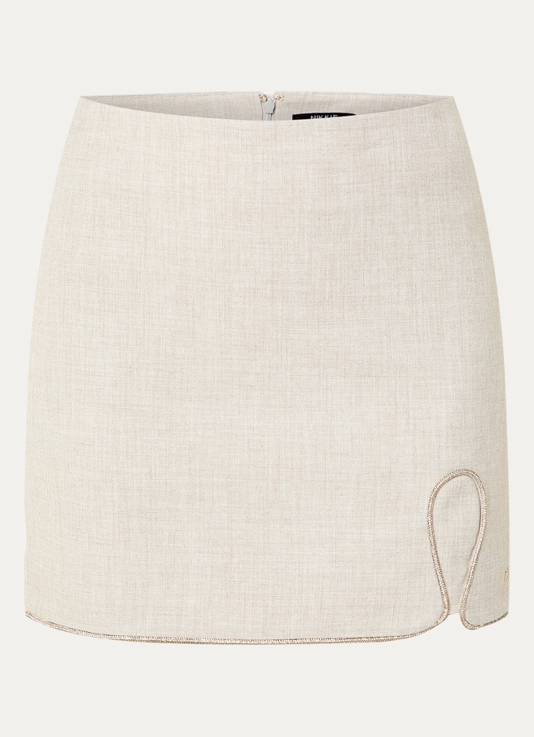 NIKKIE Dames Pateete mini rok met strass in de kleur Creme