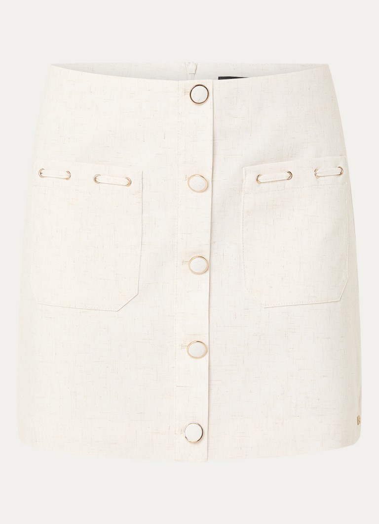 NIKKIE Dames Payette mini rok in linnenblend in de kleur Creme