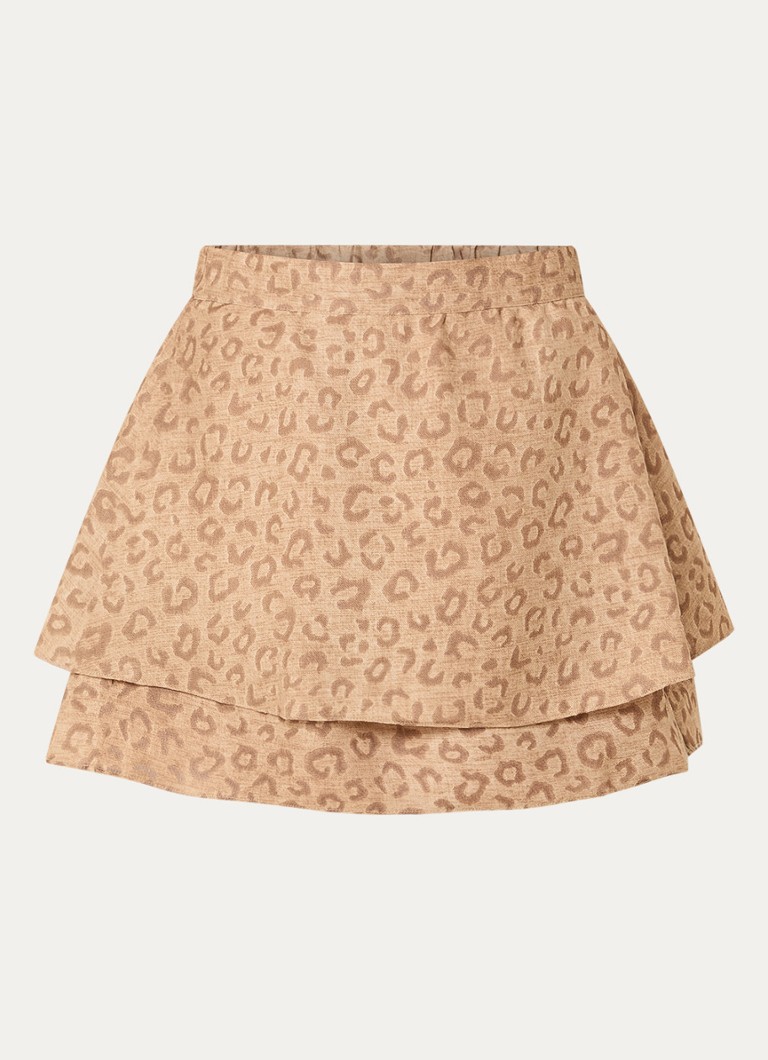 NIKKIE Dames Pragues mini rok met panterprint in de kleur Camel