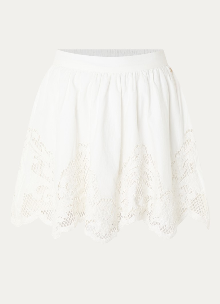 NIKKIE Dames Rabano mini A-lijn rok met broderie in de kleur Wit