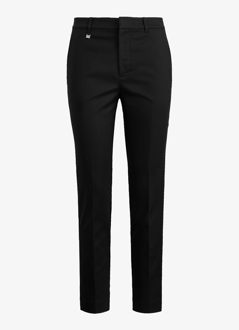 Ralph Lauren Dames High waist slim fit cropped pantalon met steekzakken in de kleur Zwart