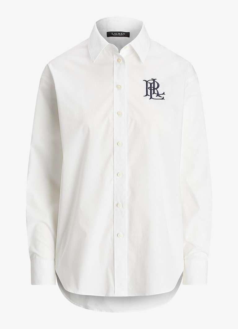 Ralph Lauren Dames Blouse met logoborduring in de kleur Wit