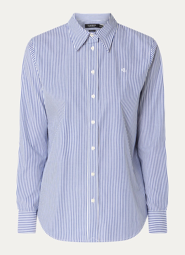 Ralph Lauren Dames Blouse met streepprint en logoborduring in de kleur Blauw