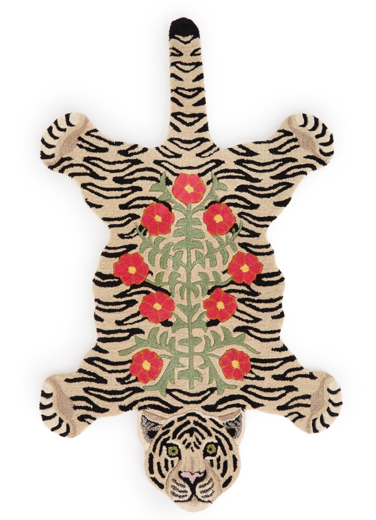 Doing Goods Floral White Tiger Large vloerkleed 155 x 93 cm Zand - Deal