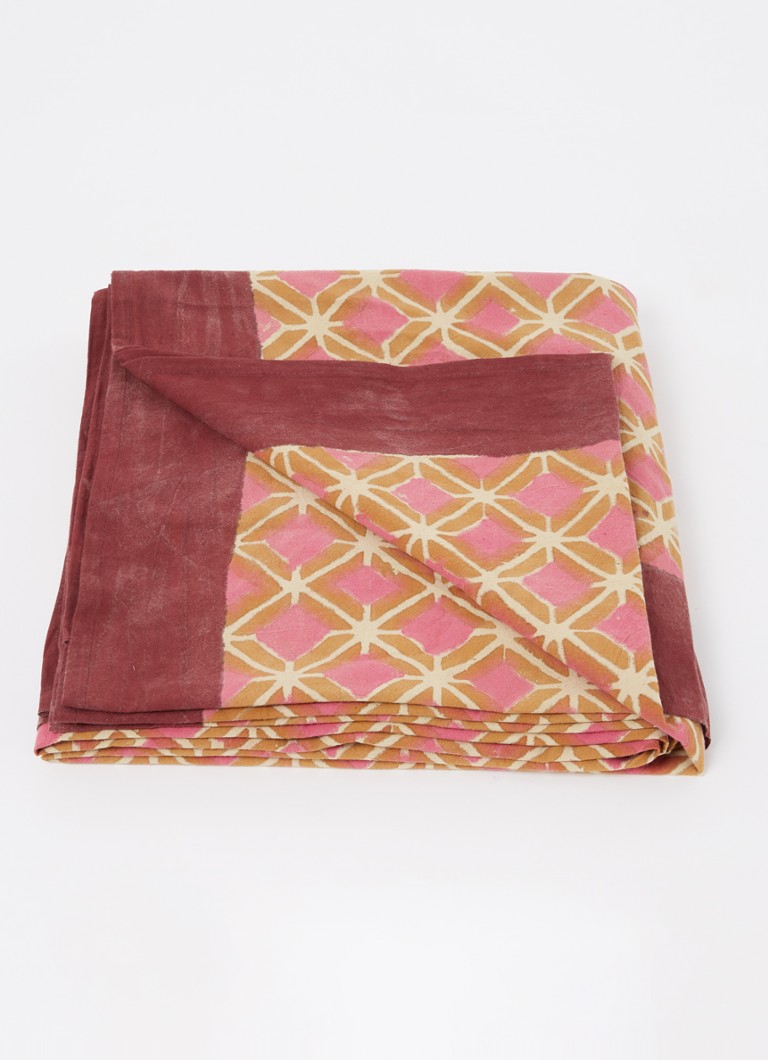 Doing Goods Helena plaid van katoen 240 x 280 cm Oranjebruin - Deal