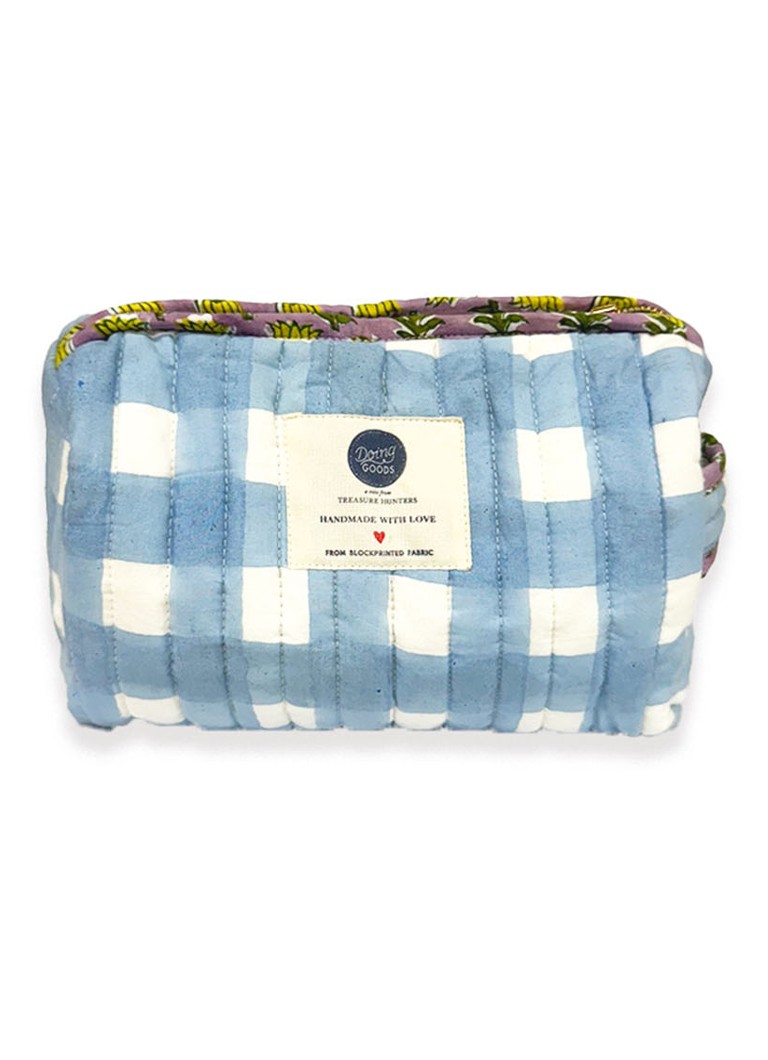 Doing Goods Nova make-up tas met ruitdessin Blauw - Deal