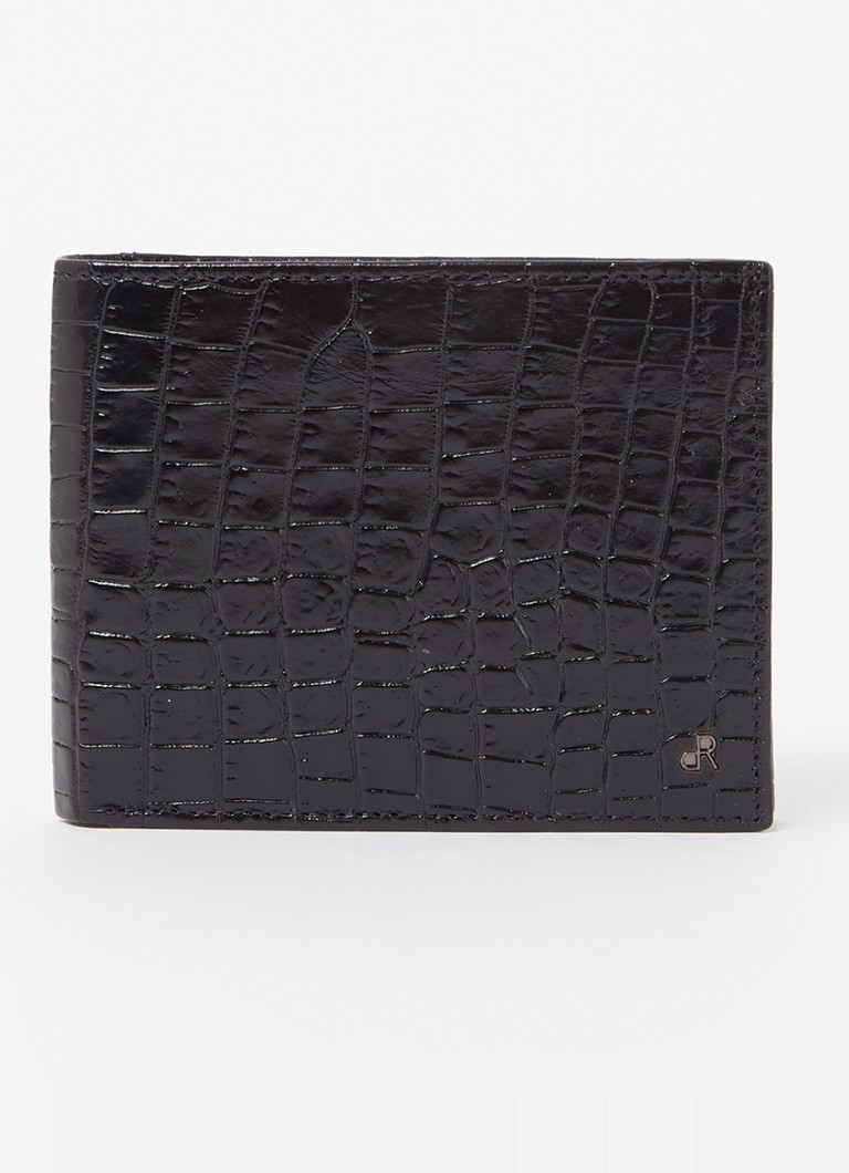 H.J. De Rooy Heren Portemonnee van leer met crocostructuur in de kleur Zwart, maat: One Size