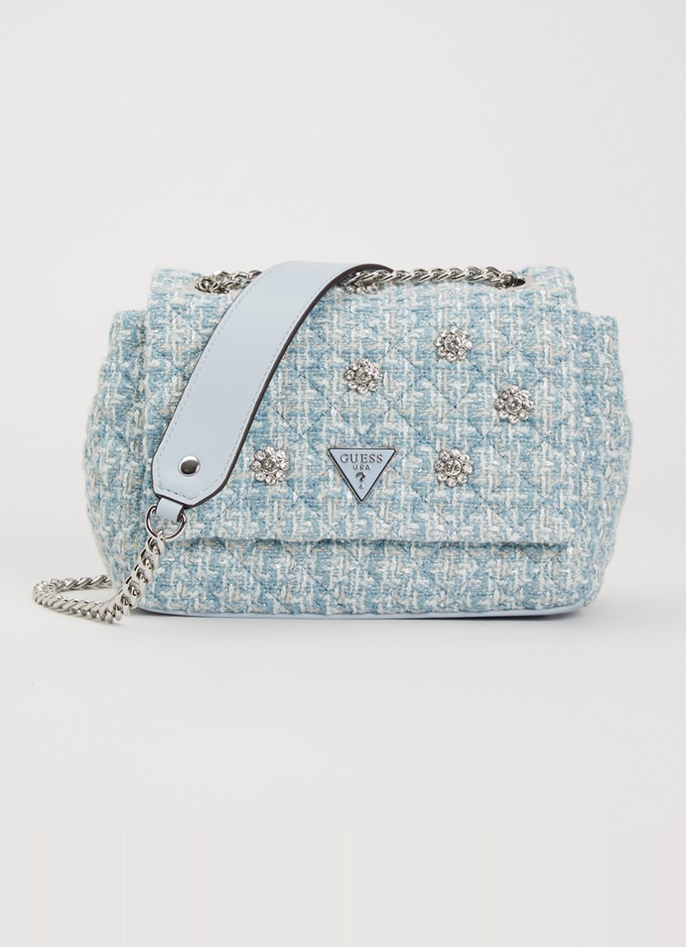 GUESS Dames Everlee schoudertas met tweed-look