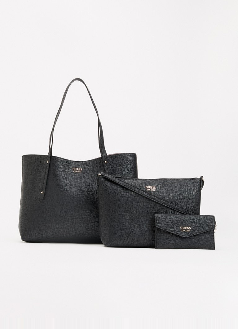 GUESS Dames Brenton shopper met uitneembare schoudertas en portemonnee in de kleur Zwart, maat: 1SZ