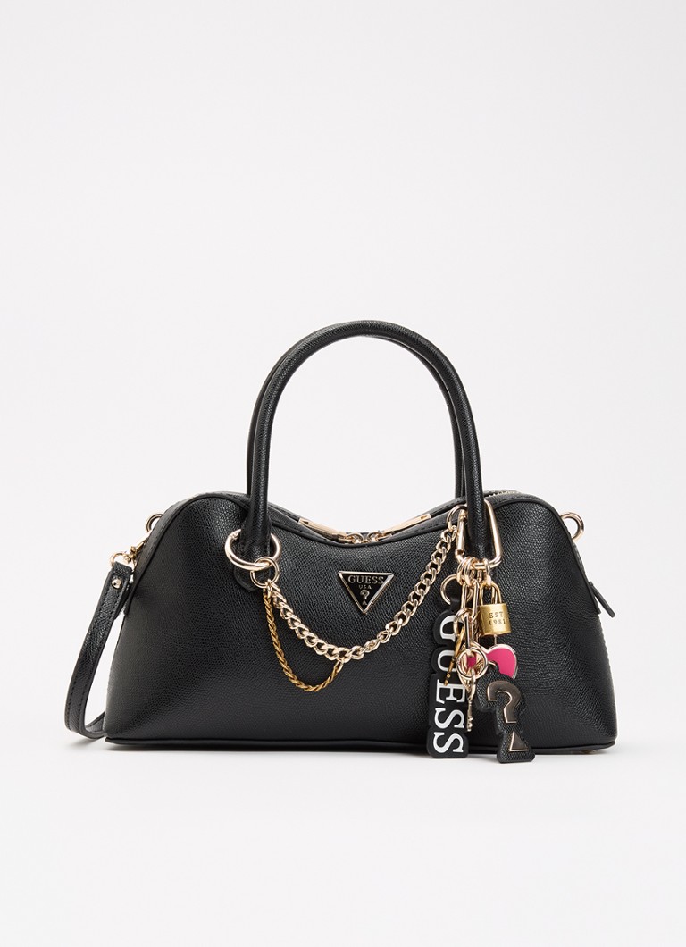 GUESS Dames Davina Charms handtas met afneembare schouderriem en tasbedel in de kleur Zwart, maat: 1SZ