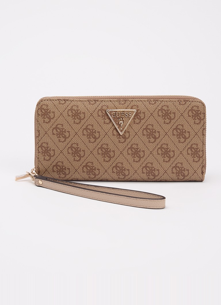 GUESS Dames Laurel ritsportemonnee met logoprint in de kleur Lichtbruin, maat: T/U