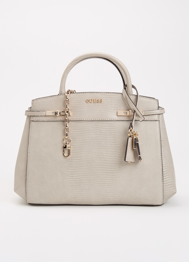 GUESS Dames Melinda handtas met crocostructuur en afneembare schouderriem in de kleur Donkerbeige, maat: 1SZ