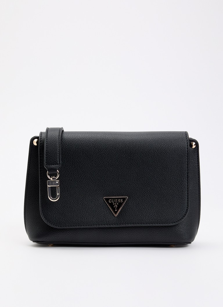 GUESS Dames Meridian II Flap crossbodytas met logo in de kleur Zwart, maat: 1SZ