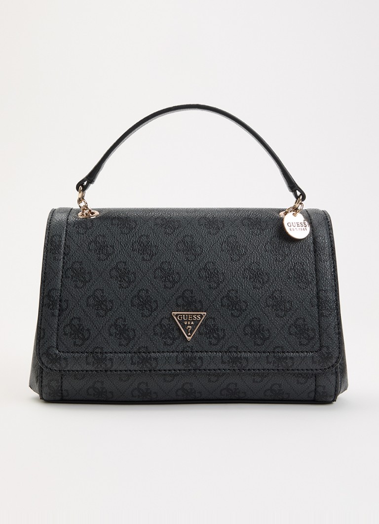GUESS Dames Noelle II schoudertas met logoprint en verstelbare schouderriem in de kleur Antraciet, maat: 1SZ