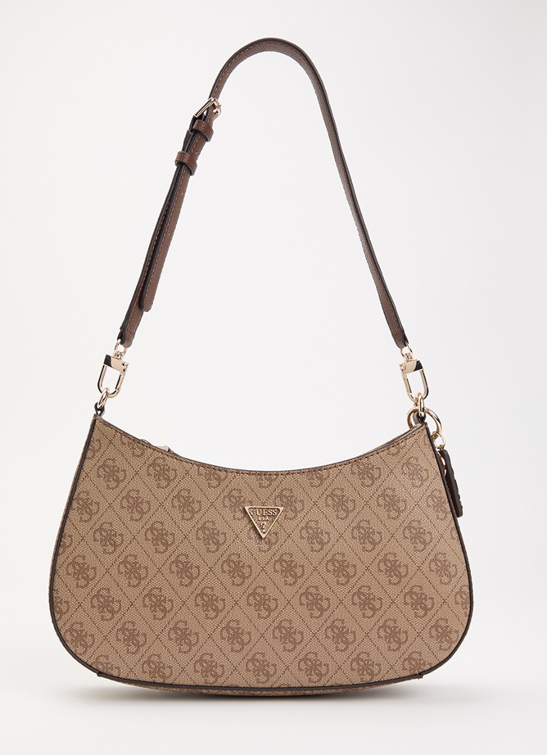 GUESS Dames Noelle II schoudertas met logoprint in de kleur Lichtbruin, maat: 1SZ