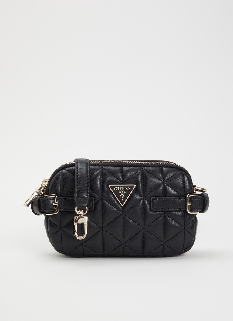 GUESS Dames Paisleigh Mini crossbodytas met quilt patroon in de kleur Zwart, maat: 1SZ