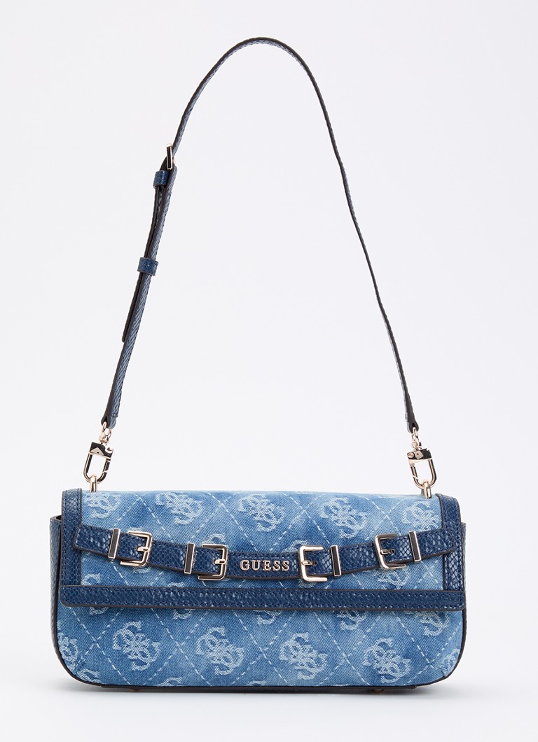 GUESS Dames Dovie schoudertas van denim met logo print