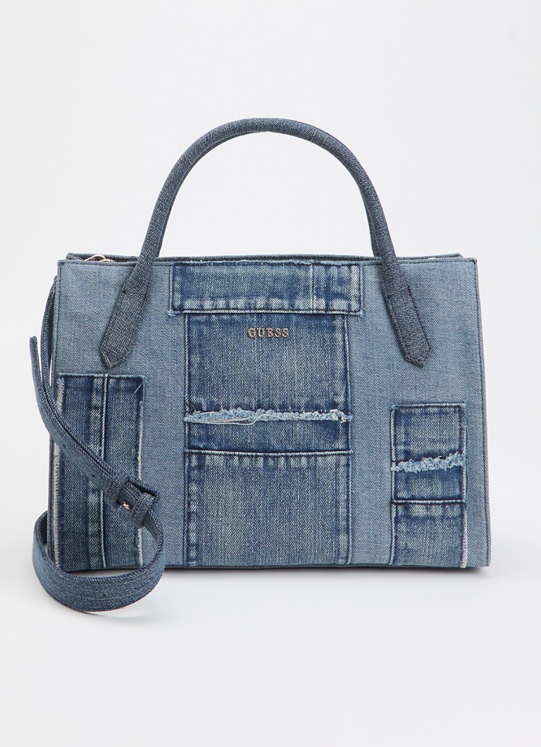 GUESS Dames Jodi handtas van denim met afneembare schouderriem