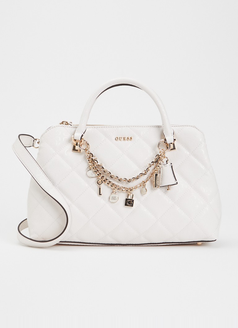 GUESS Dames Libby handtas met logoprint en afneembare schouderriem