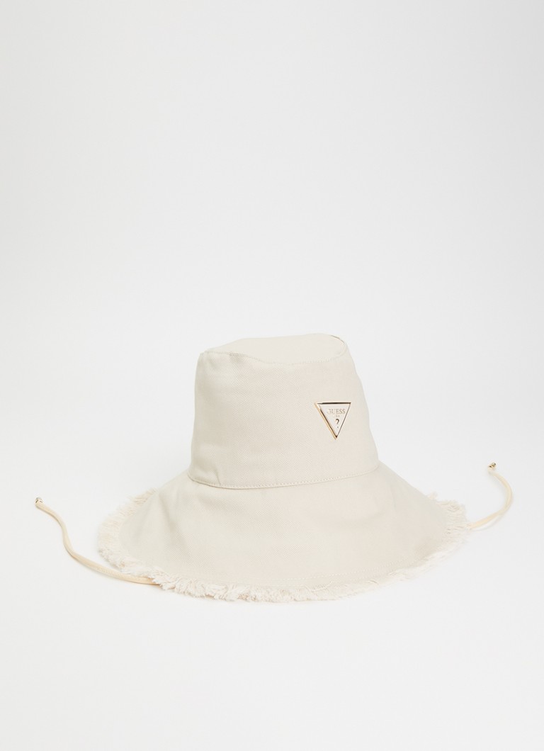 GUESS Dames Bucket hoed met logo in de kleur Beige, maat: l