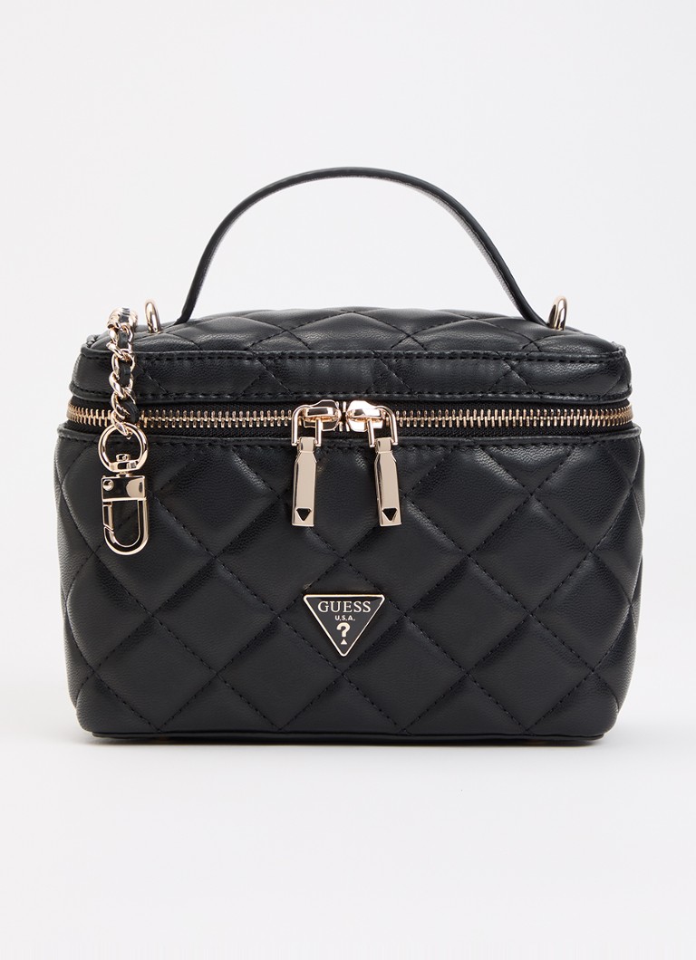 GUESS Dames Juliet Canister handtas met quilt patroon en afneembare schouderriem in de kleur Zwart, maat: 1SZ