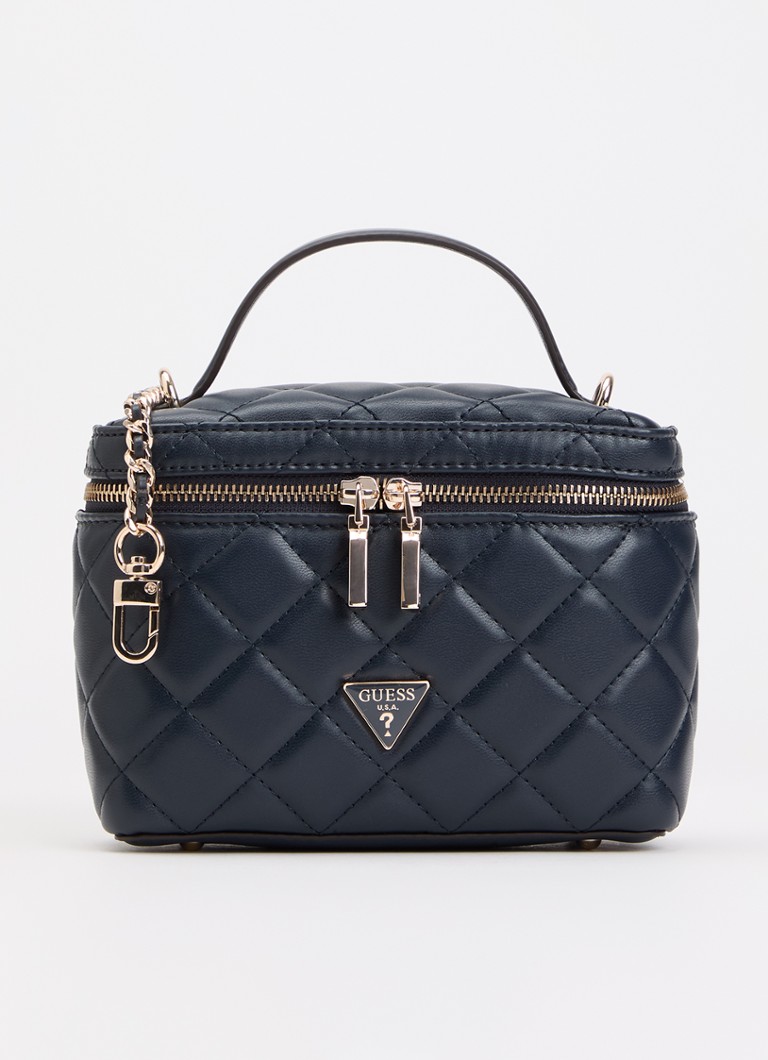 GUESS Dames Juliet Canister handtas met quilt patroon en afneembare schouderriem in de kleur Donkerblauw, maat: 1SZ