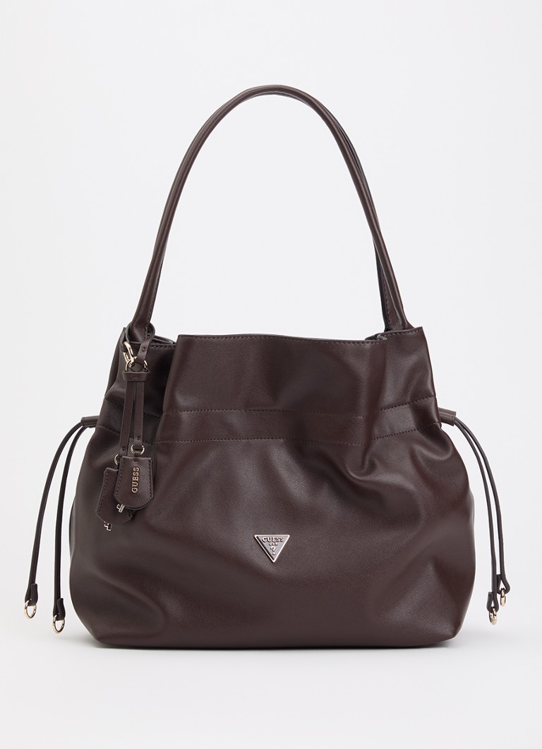 GUESS Dames Karima schoudertas met logo in de kleur Donkerbruin, maat: 1SZ